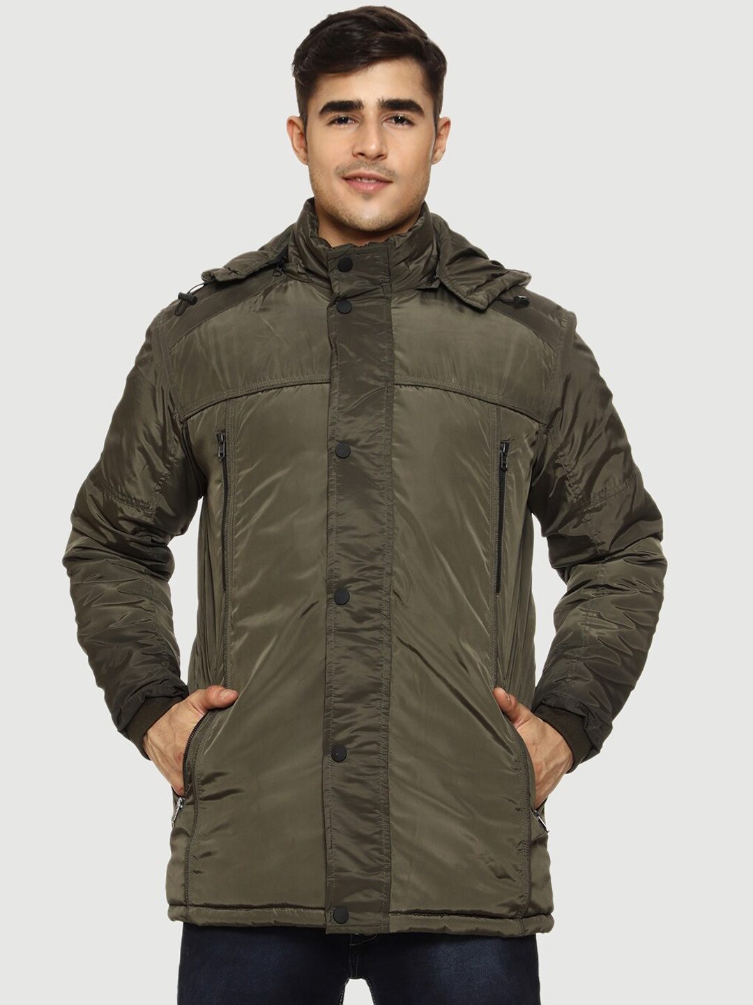 

CL SPORT Men Olive Green Insulator Padded Jacket