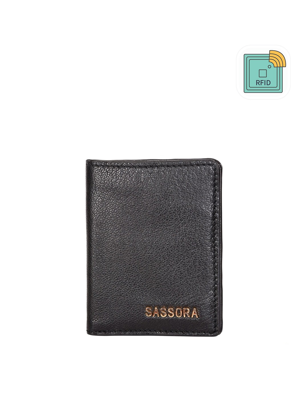 

Sassora Unisex Black Leather Card Holder
