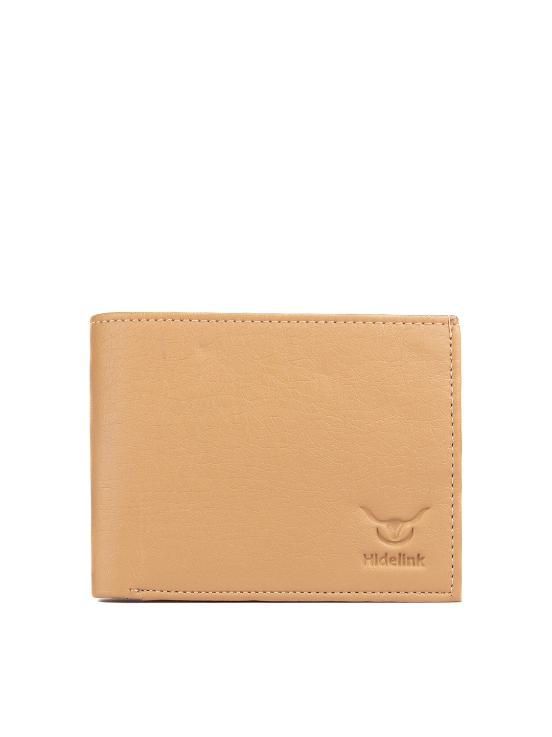 

Hidelink Men Beige Textured Two Fold Wallet