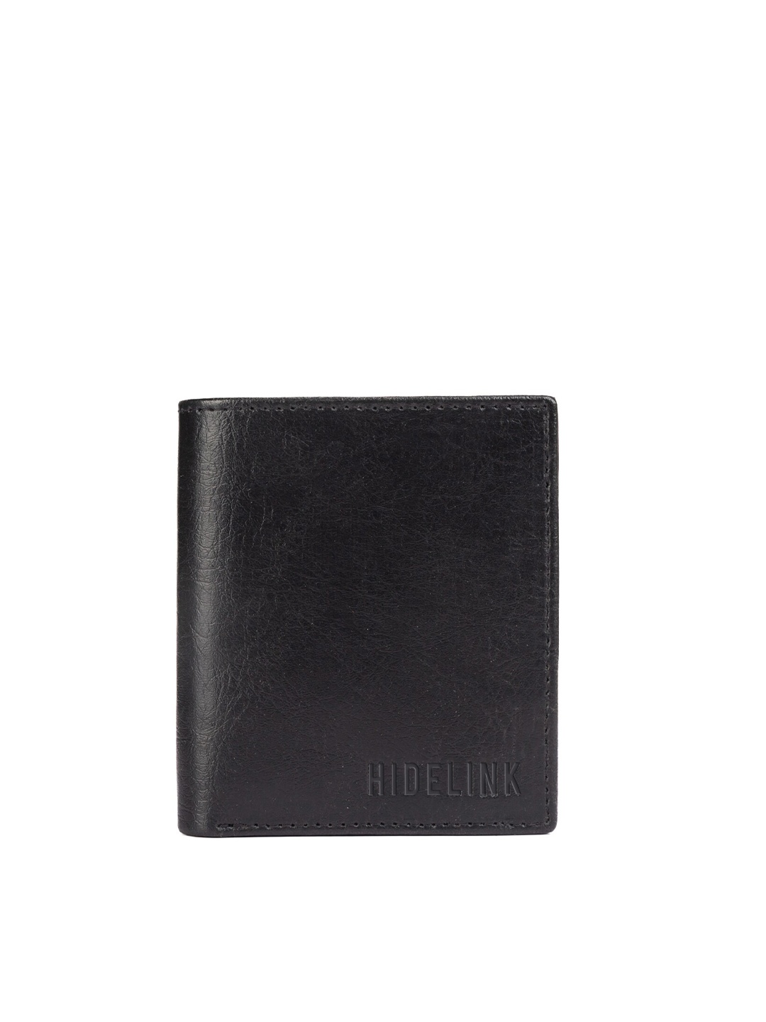 

Hidelink Men Black Textured Two Fold Wallet