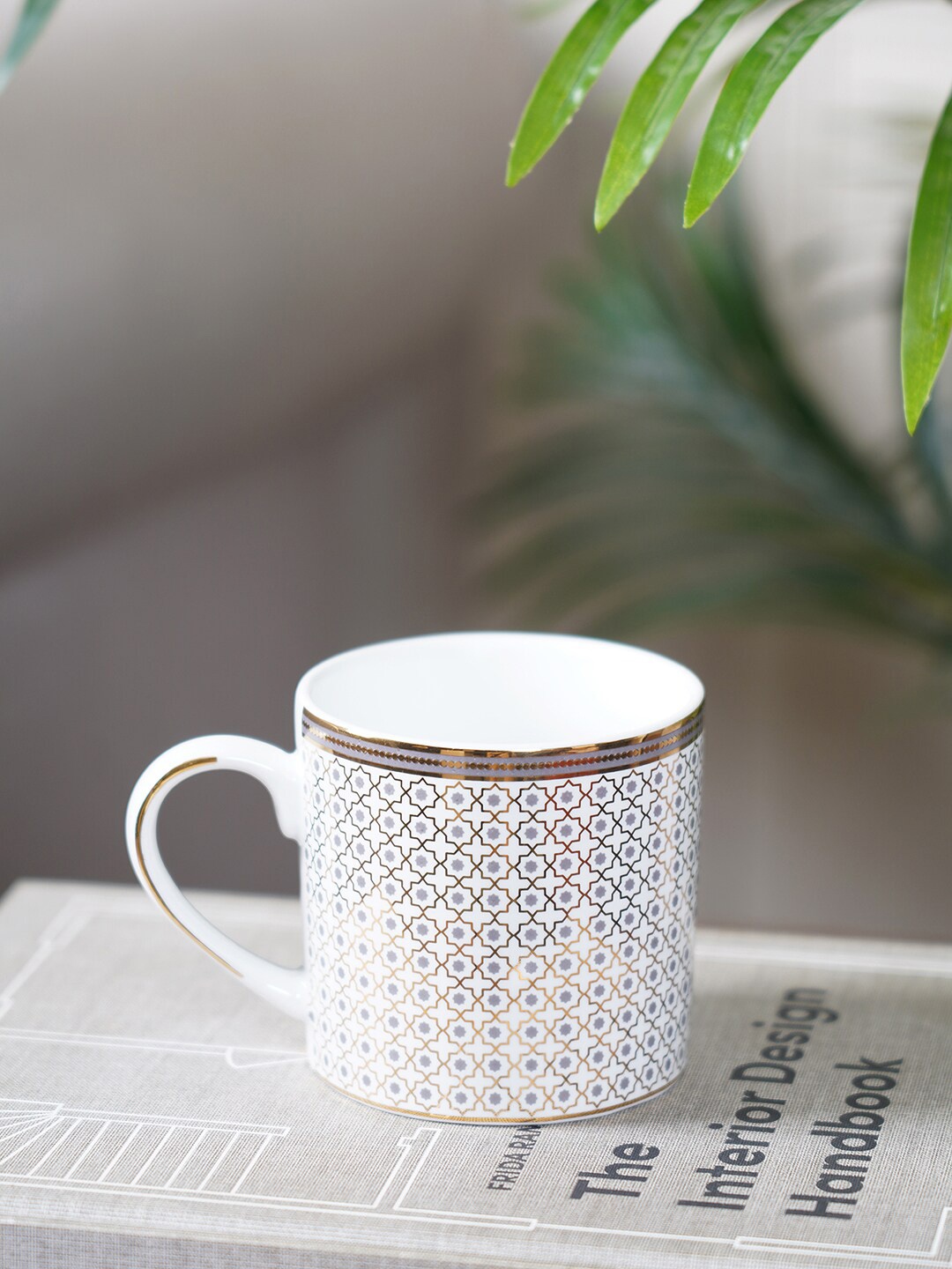 

Pure Home and Living Grey & Brown Set of 2 Printed Porcelain Glossy Mugs 300 ml Each