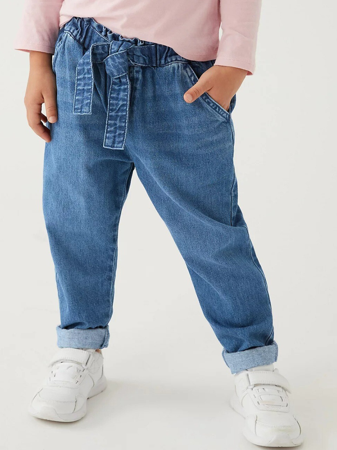 

Marks & Spencer Girls Blue High-Rise Light Fade Pure Cotton Jeans