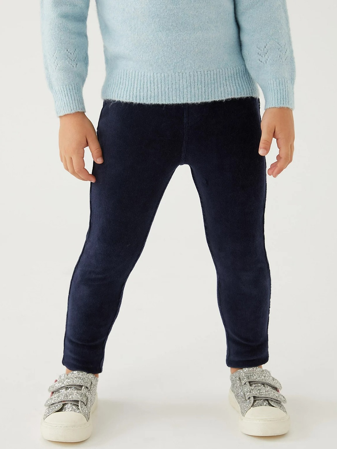 

Marks & Spencer Girls Navy Blue Self Design Ankle-Length Legging