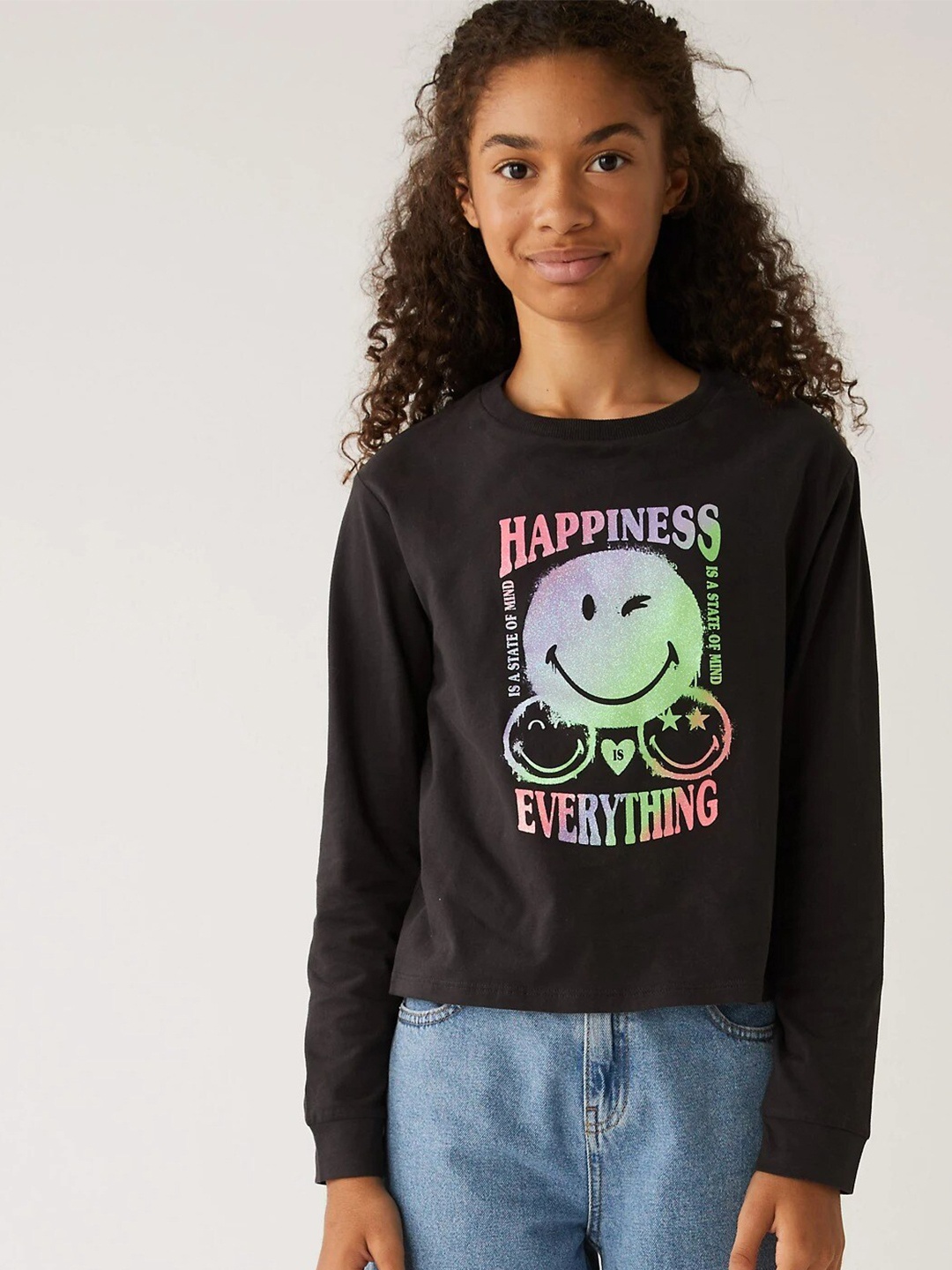 

Marks & Spencer Girls Black Printed Cotton Sweatshirt