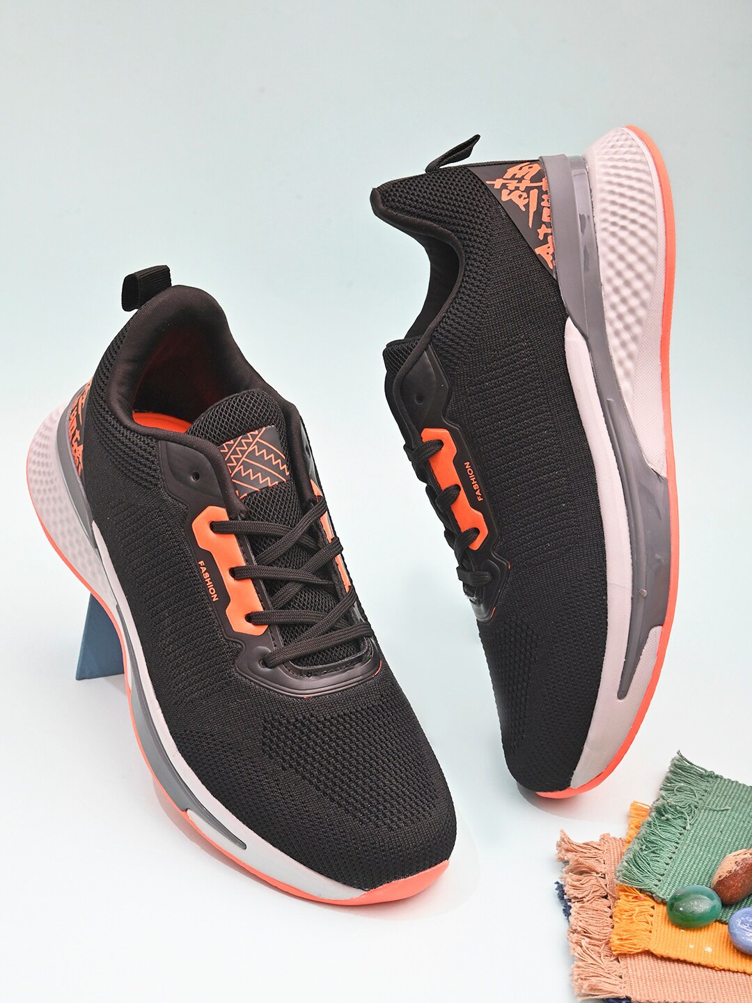 Roadster Men Black Mesh Running Non-Marking Shoes