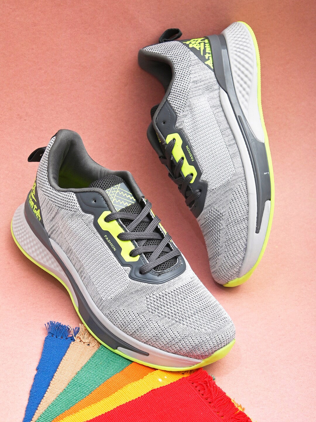 

Roadster Men Grey Melange Mesh Running Non-Marking Shoes