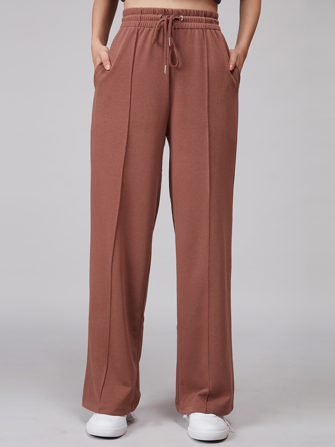 

20Dresses Women Brown Comfort High-Rise Cotton Trousers