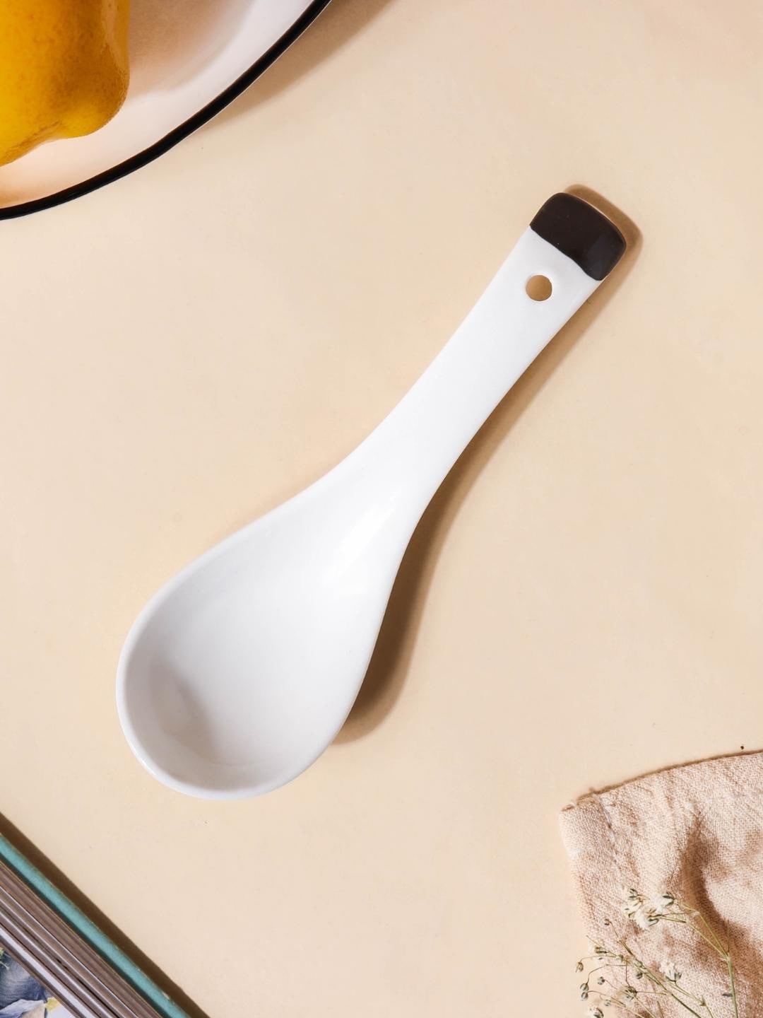 

Nestasia White & Black Solid Ceramic Soup Spoon