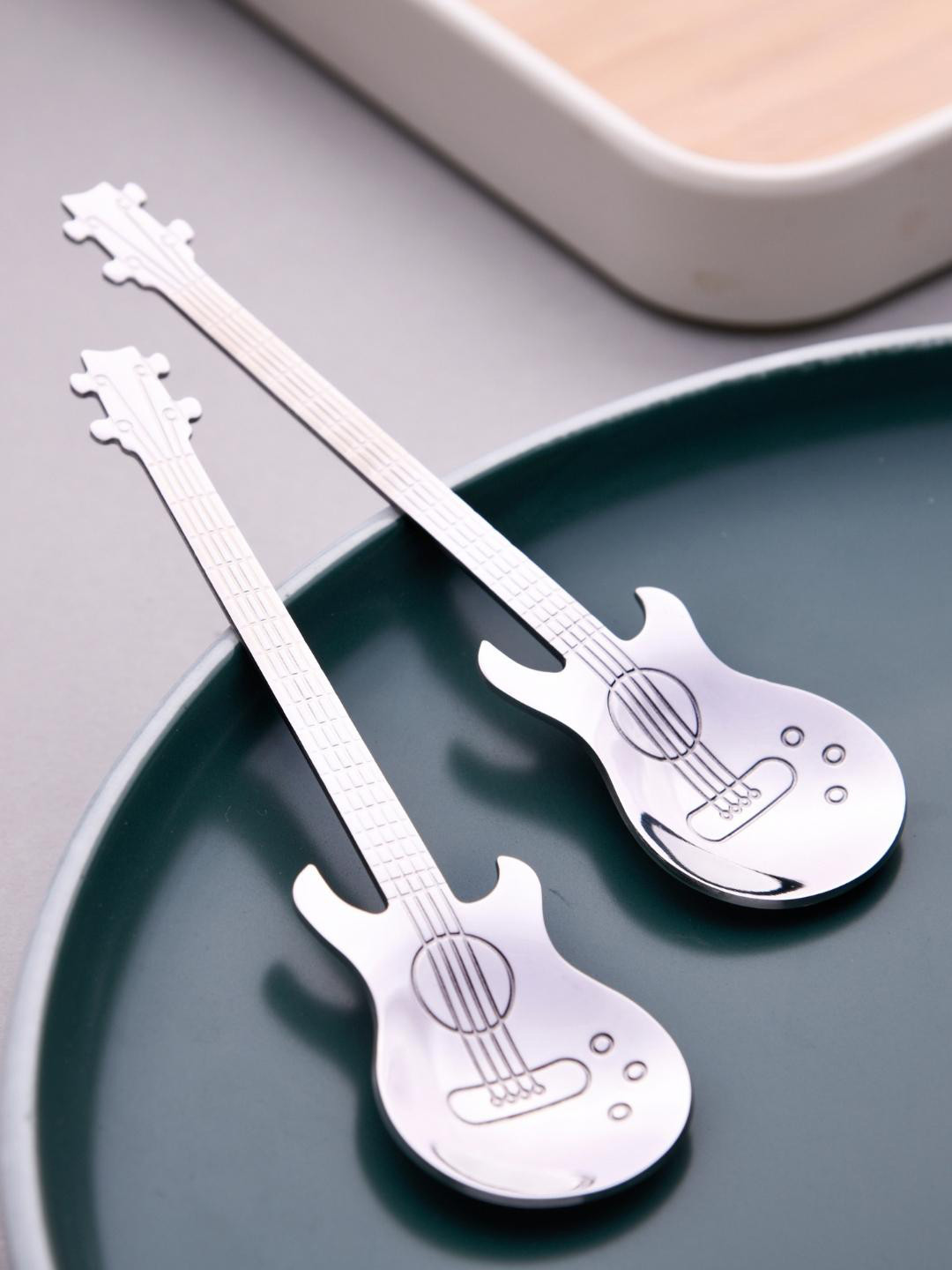 

Nestasia Set Of 2 Silver-Toned Guitar Shaped Tea Spoons