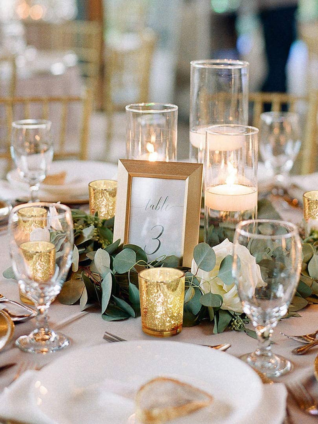 

BS AMOR Set Of 6 Gold-Toned Textured Mercury Glass Tea-Light Candle Holders