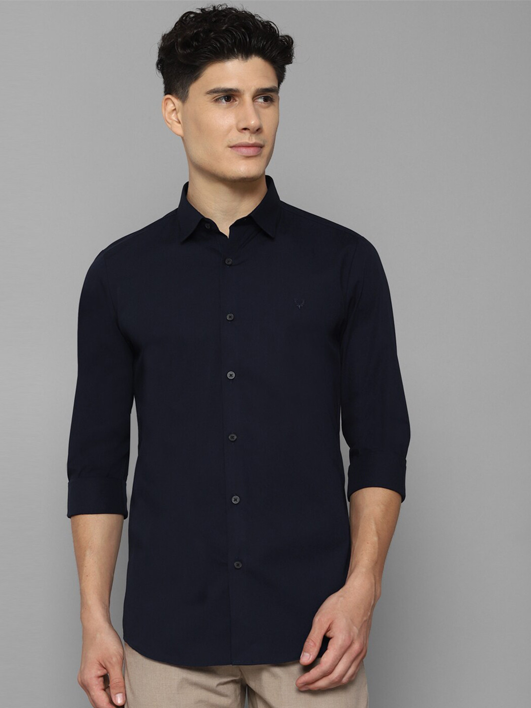 

Allen Solly Men Navy Blue Slim Fit Cotton Casual Shirt
