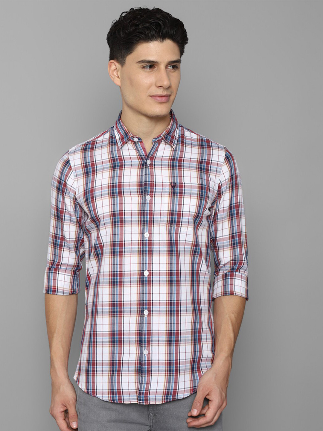 

Allen Solly Men White Tartan Checked Casual Shirt
