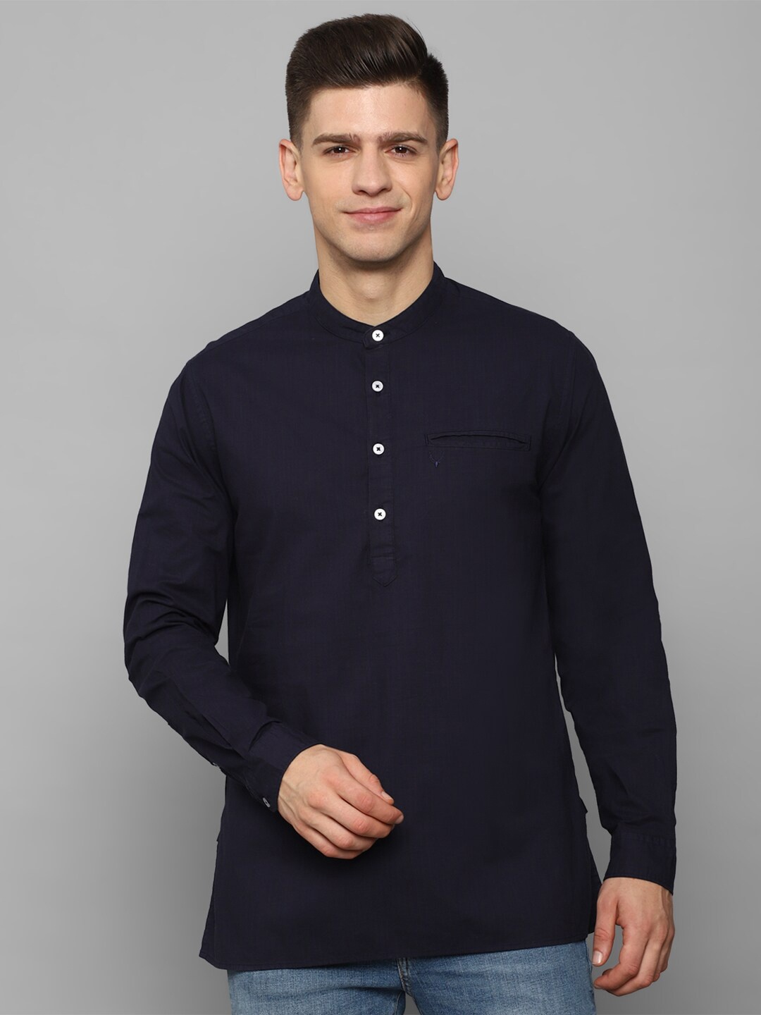 

Allen Solly Men Navy Blue Cotton Slim Fit Casual Shirt