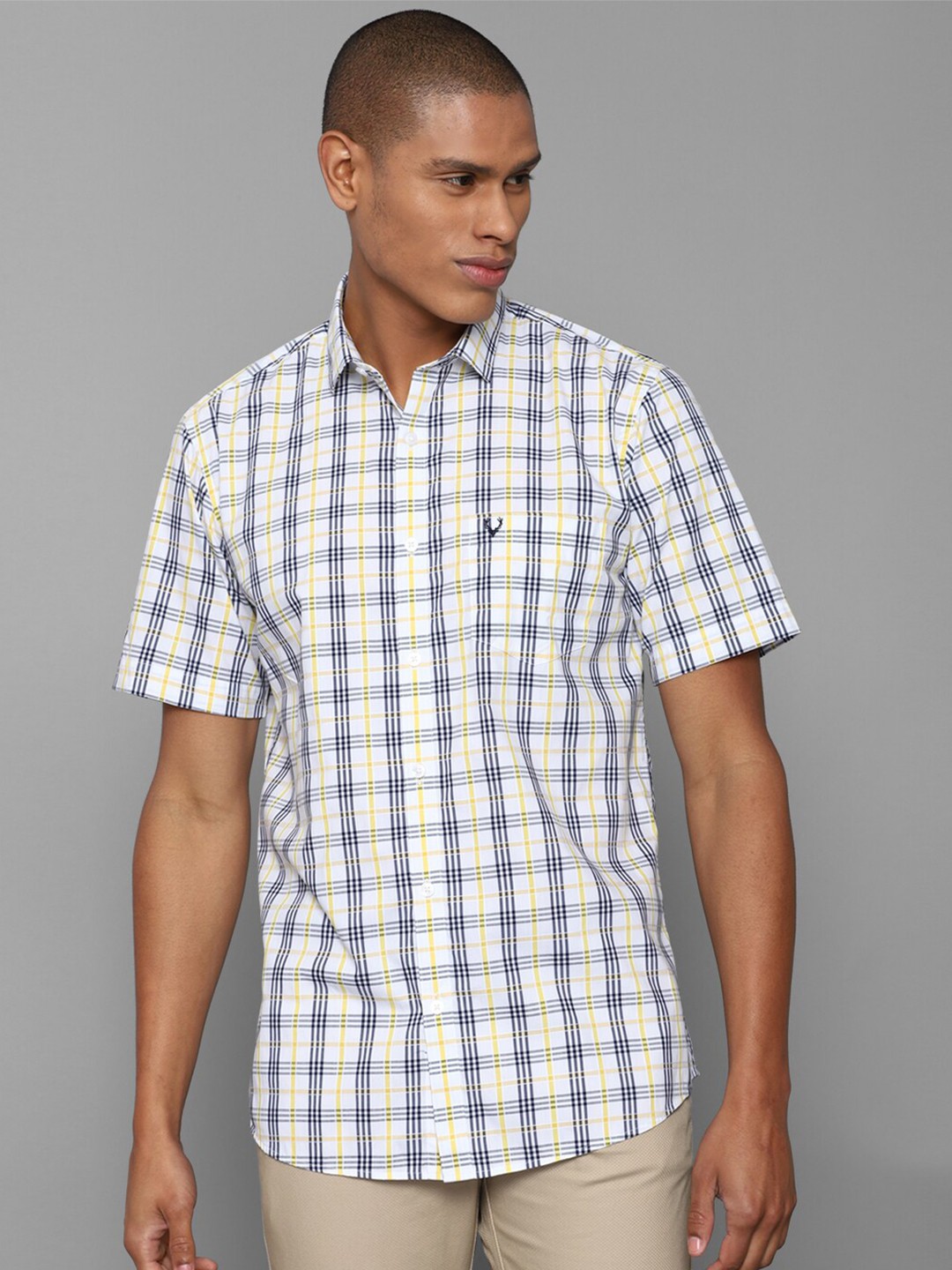

Allen Solly Men White & Blue Checked Cotton Slim Fit Casual Shirt