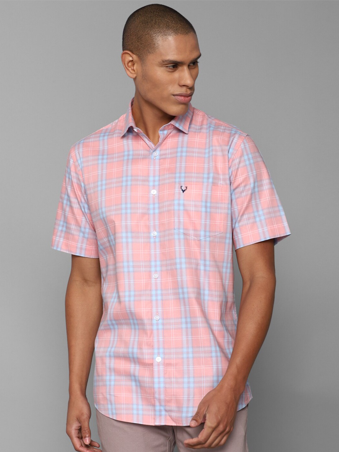 

Allen Solly Men Pink Slim Fit Checked Casual Shirt