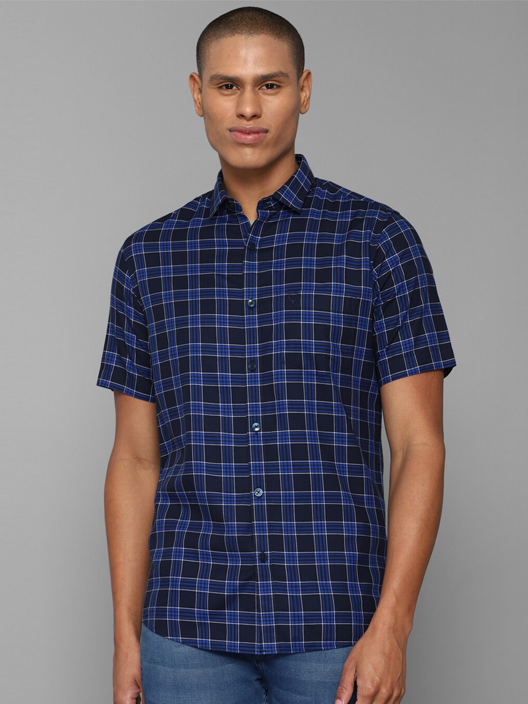 

Allen Solly Men Blue Slim Fit Tartan Checked Casual Cotton Shirt