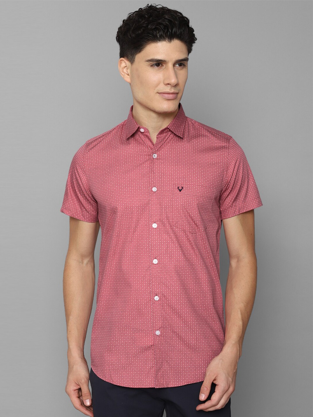 

Allen Solly Men Pink Slim Fit Printed Pure Cotton Casual Shirt