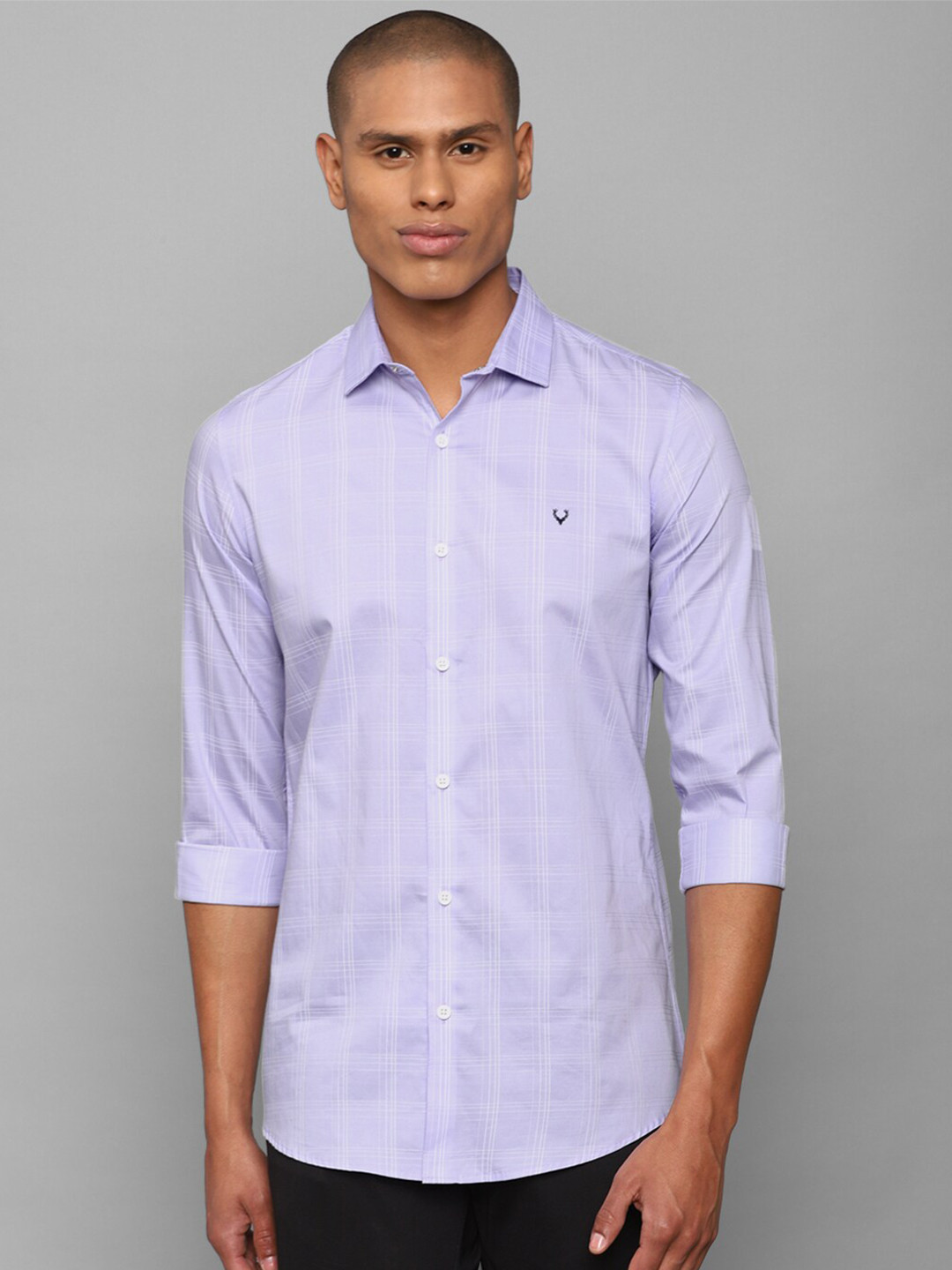 

Allen Solly Men Lavender Slim Fit Windowpane Checks Checked Casual Shirt