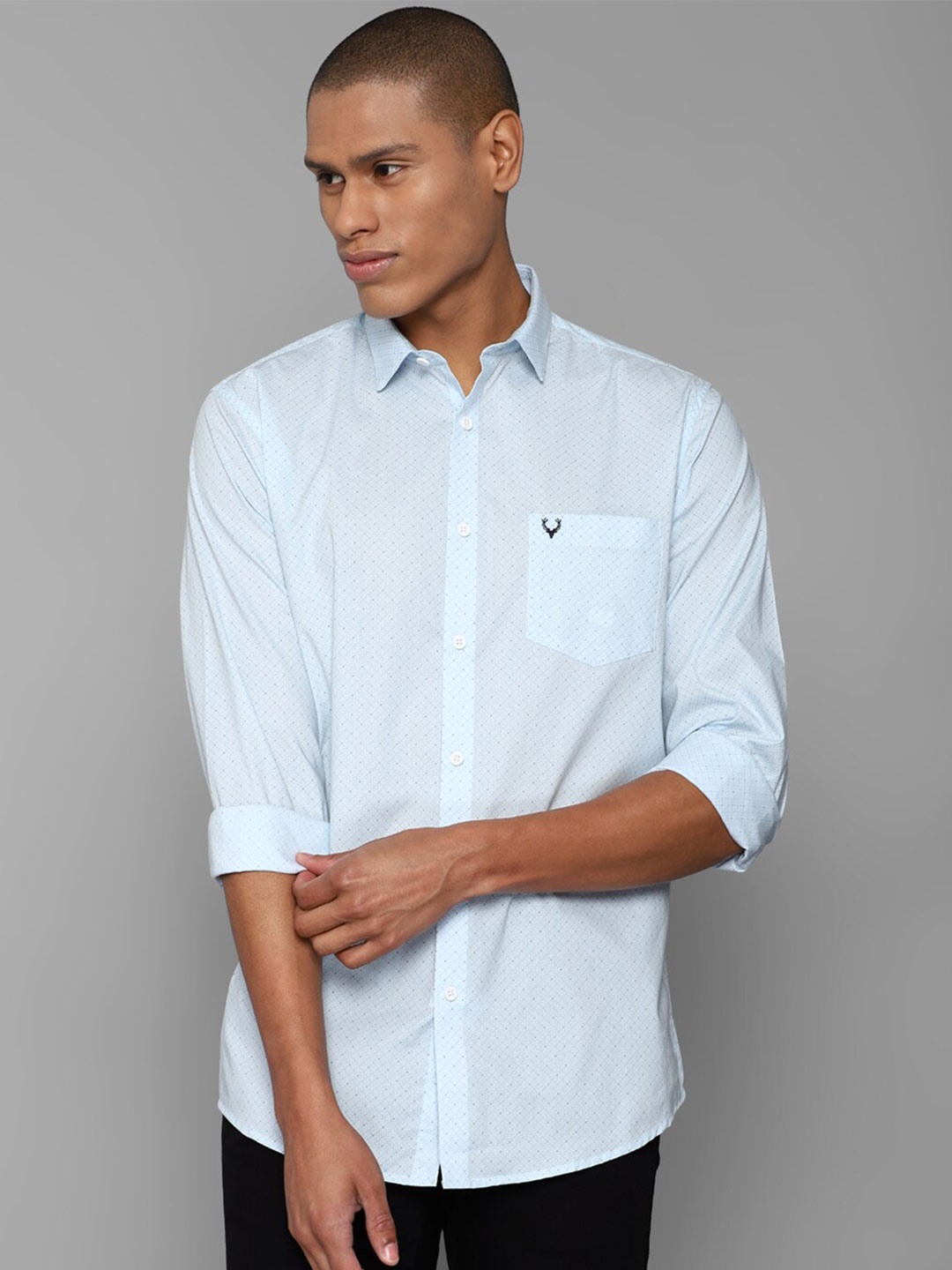 

Allen Solly Men Blue Slim Fit Printed Cotton Casual Shirt