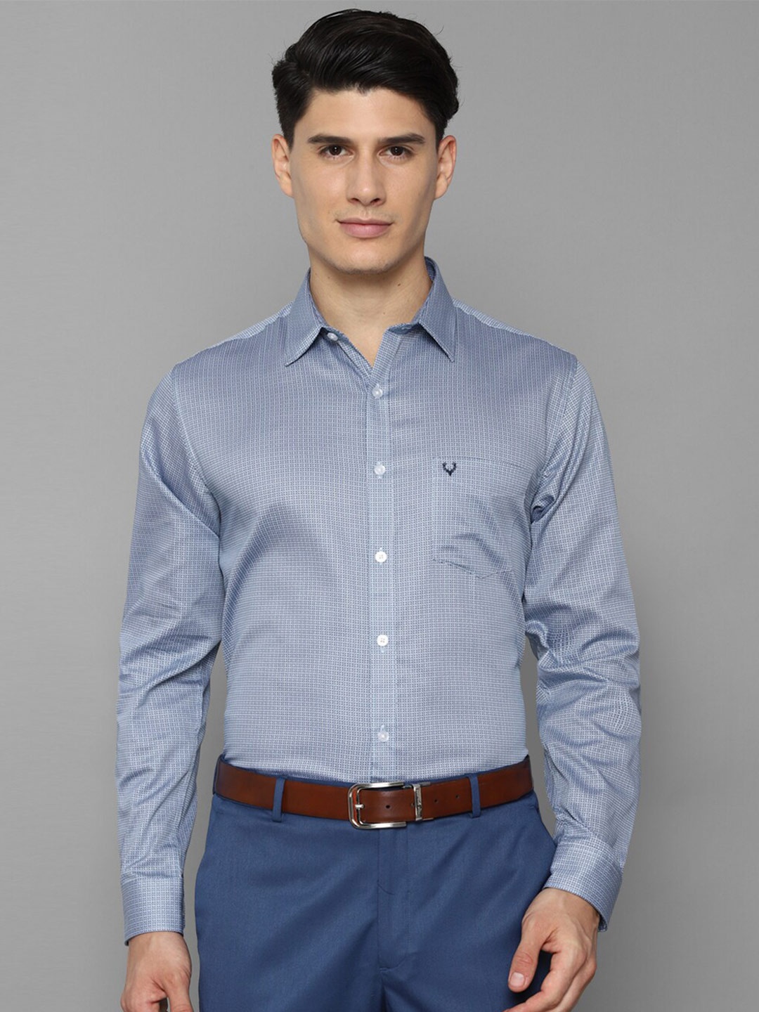 

Allen Solly Men Blue Slim Fit Printed Cotton Formal Shirt