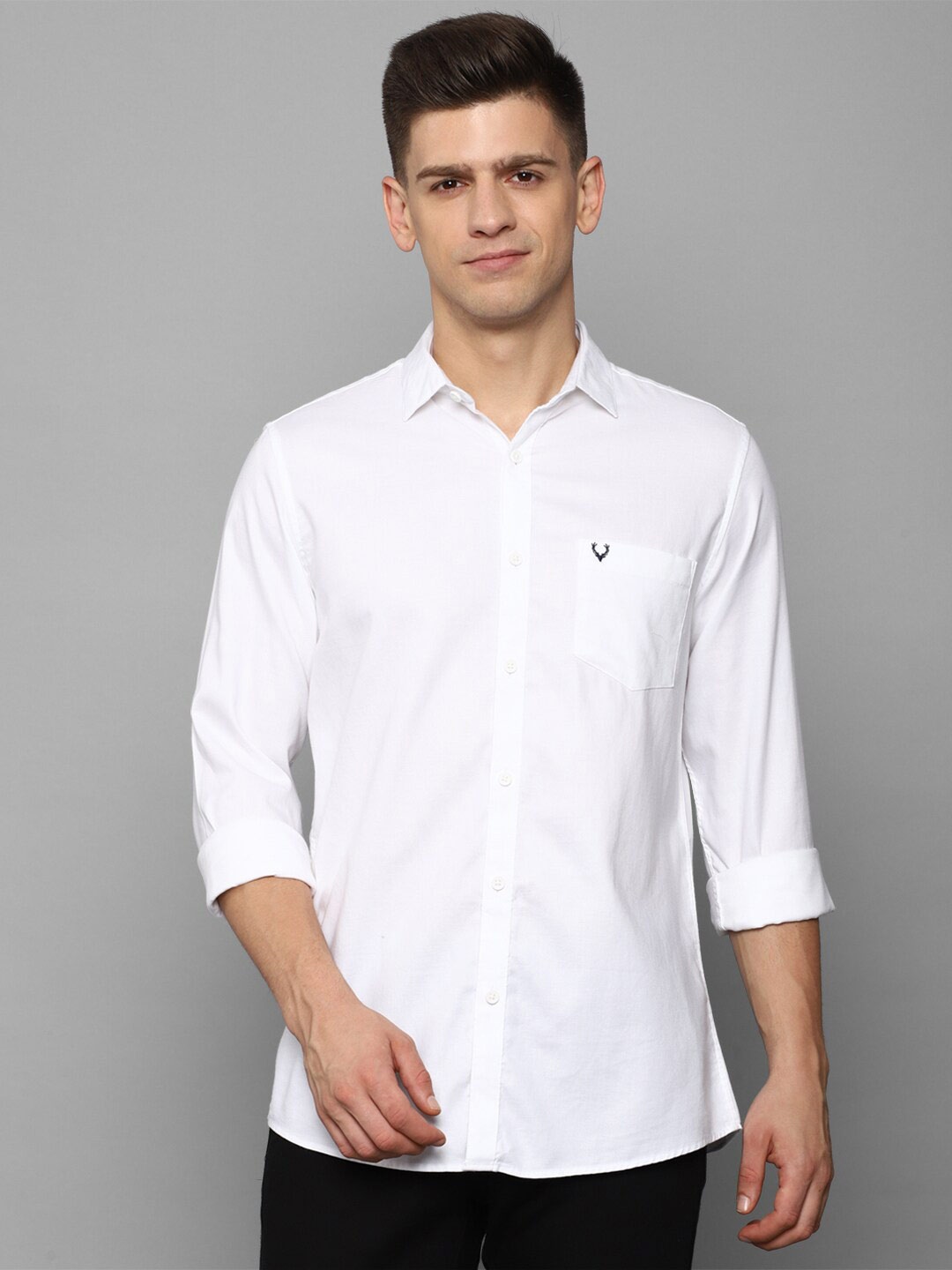 

Allen Solly Men White Slim Fit Solid Cotton Casual Shirt