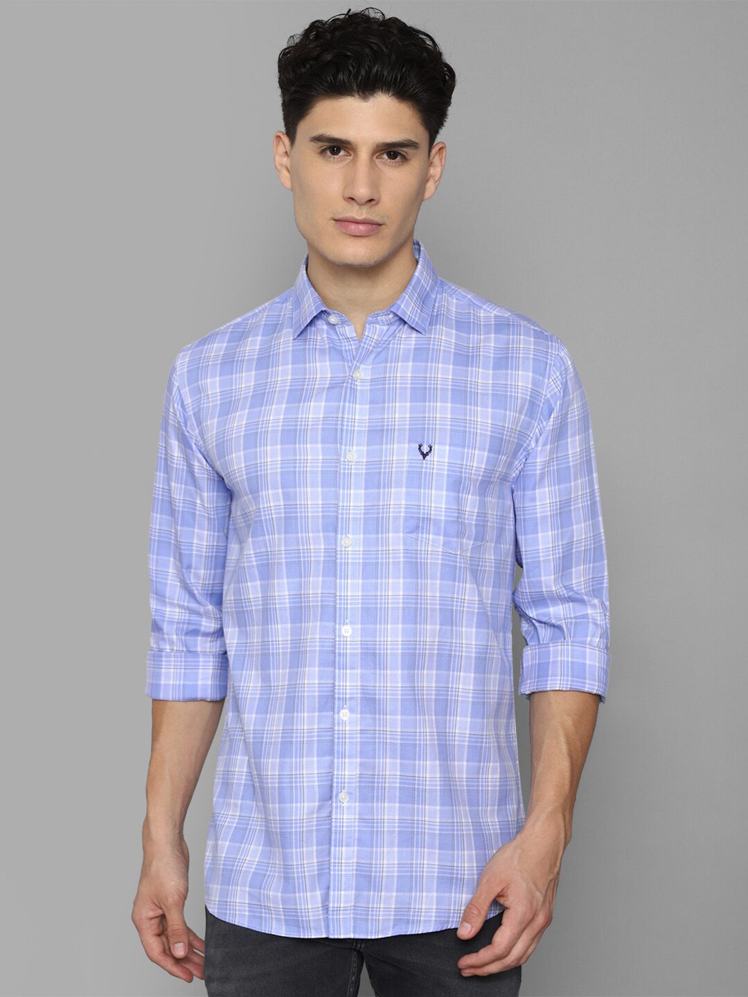 

Allen Solly Men Blue Slim Fit Tartan Checked Pure Cotton Casual Shirt