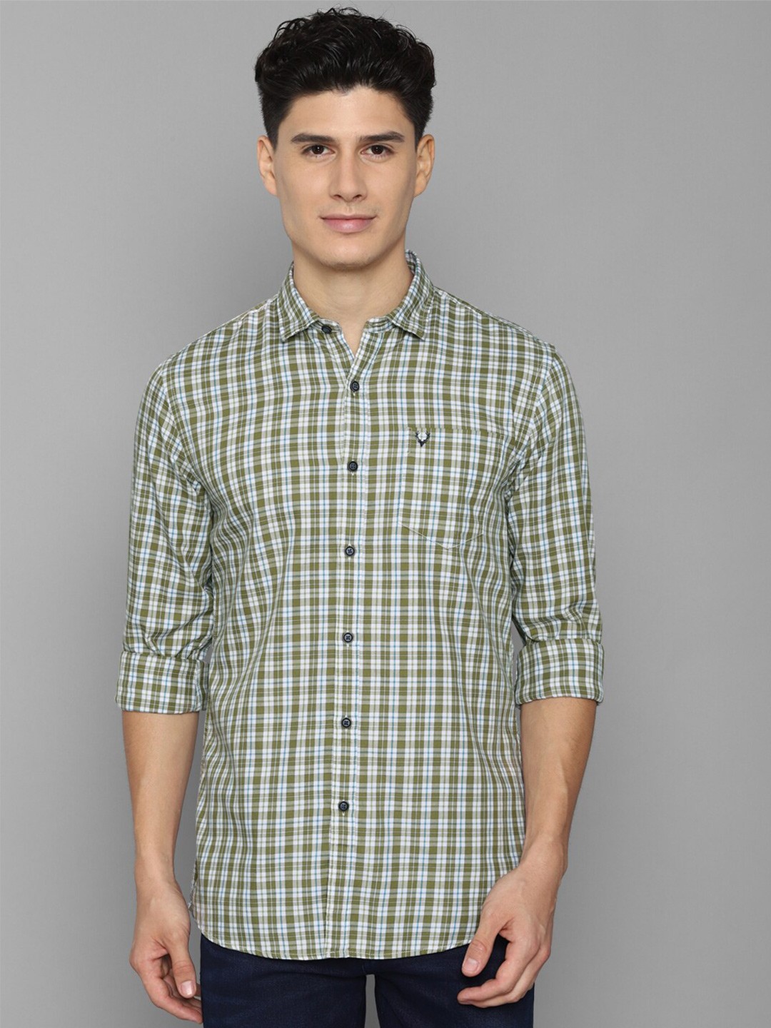 

Allen Solly Sport Men Green Tartan Checks Casual Pure Cotton Shirt