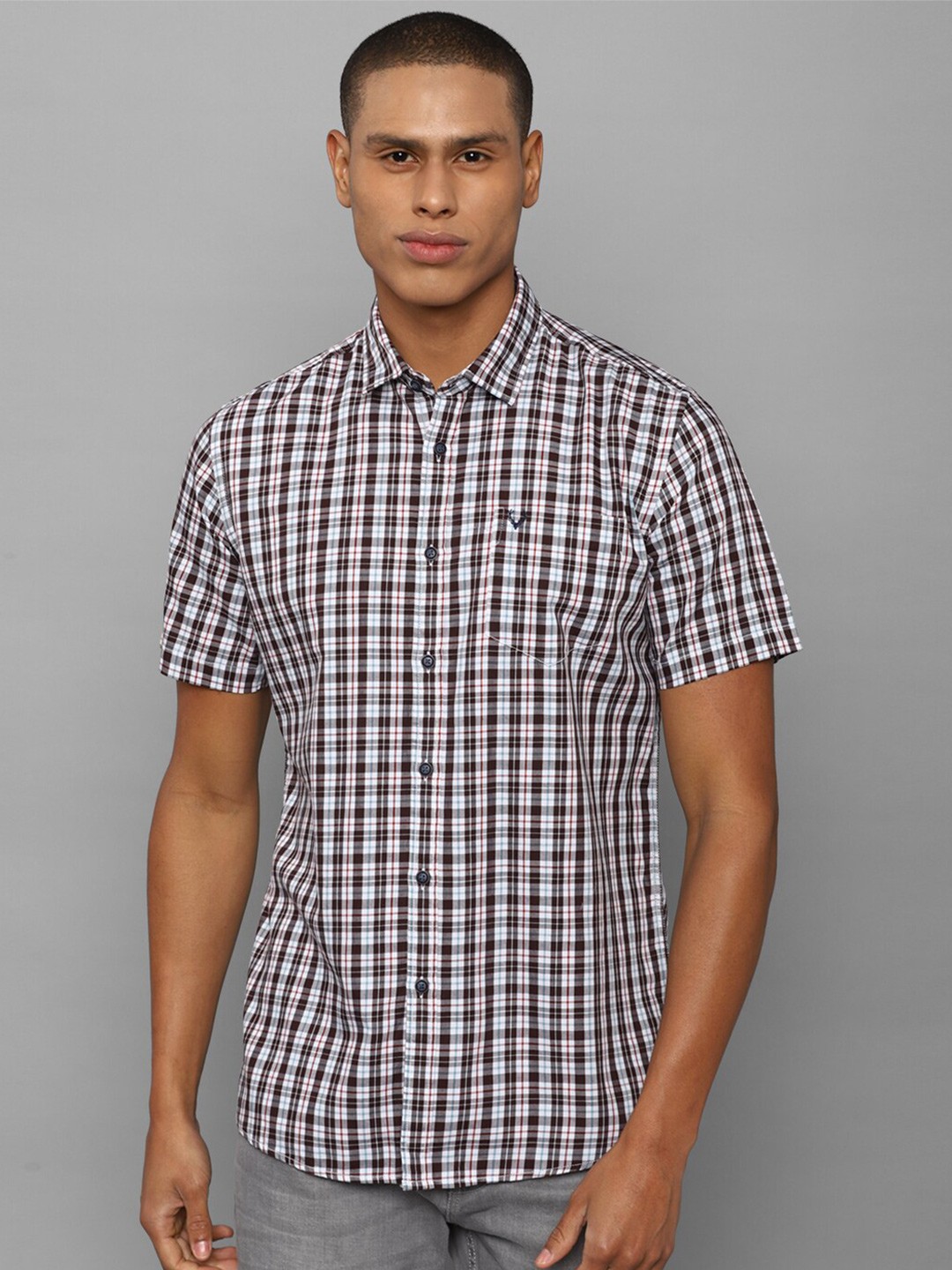 

Allen Solly Sport Men Grey Gingham Checks Checked Casual Shirt