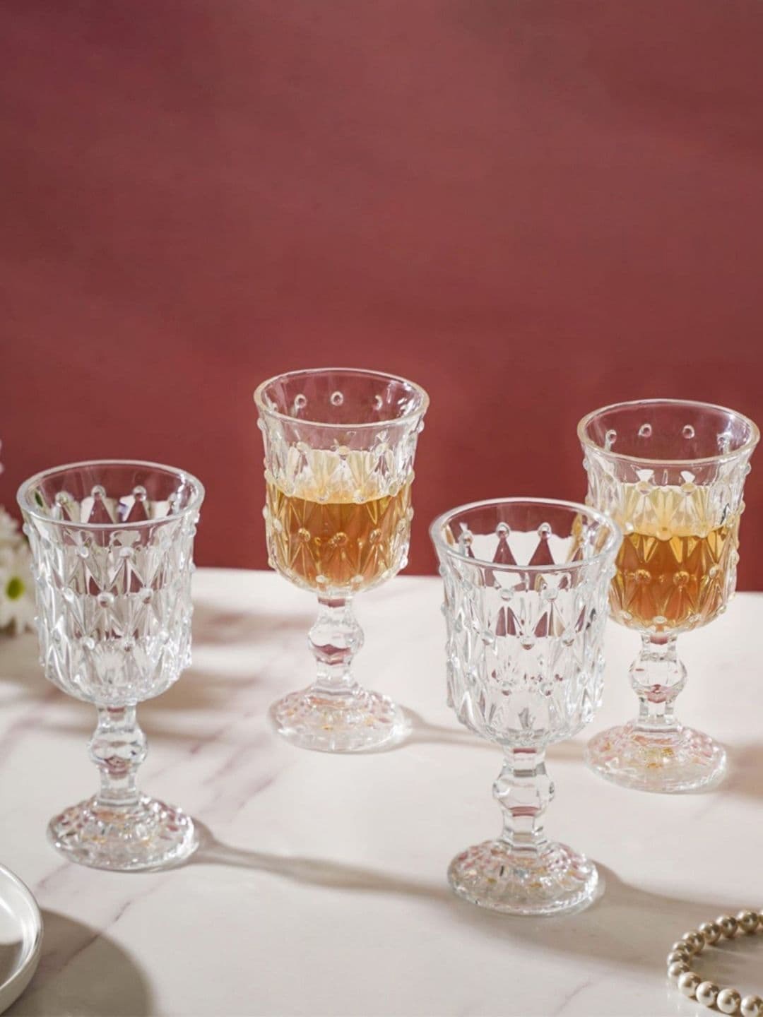 

Nestasia Transparent Set Of 4 Crystal Wine Glass With Stem 200ml