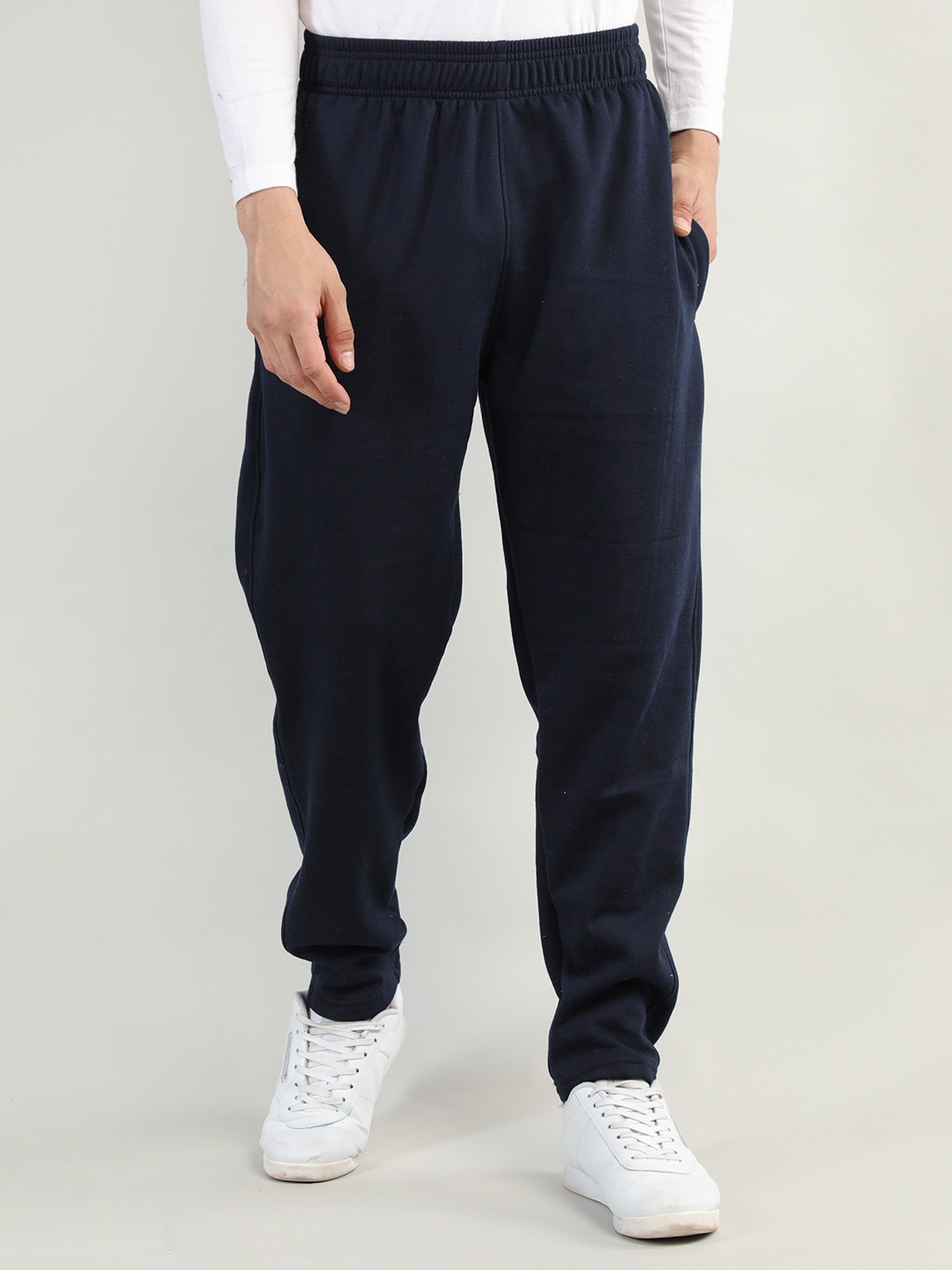 

CHKOKKO Men Navy Blue Gym Workout Lower with Pocket Track Pants