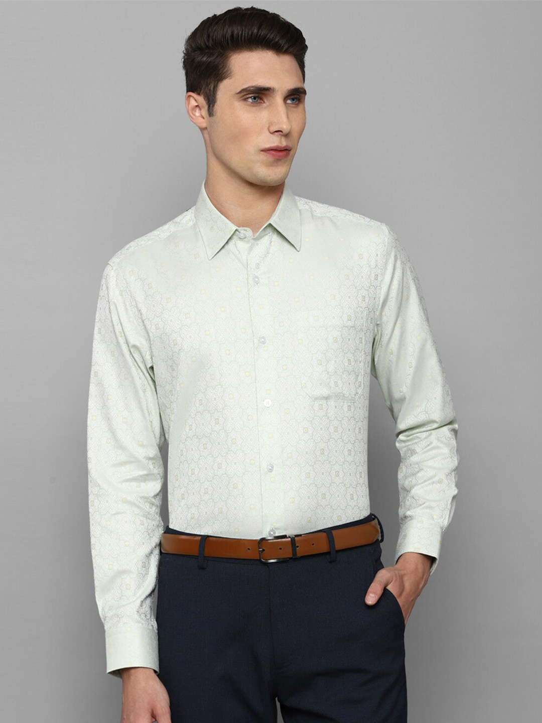 

Louis Philippe Gods & Kings Men Green Slim Fit Floral Printed Giza Cotton Formal Shirt