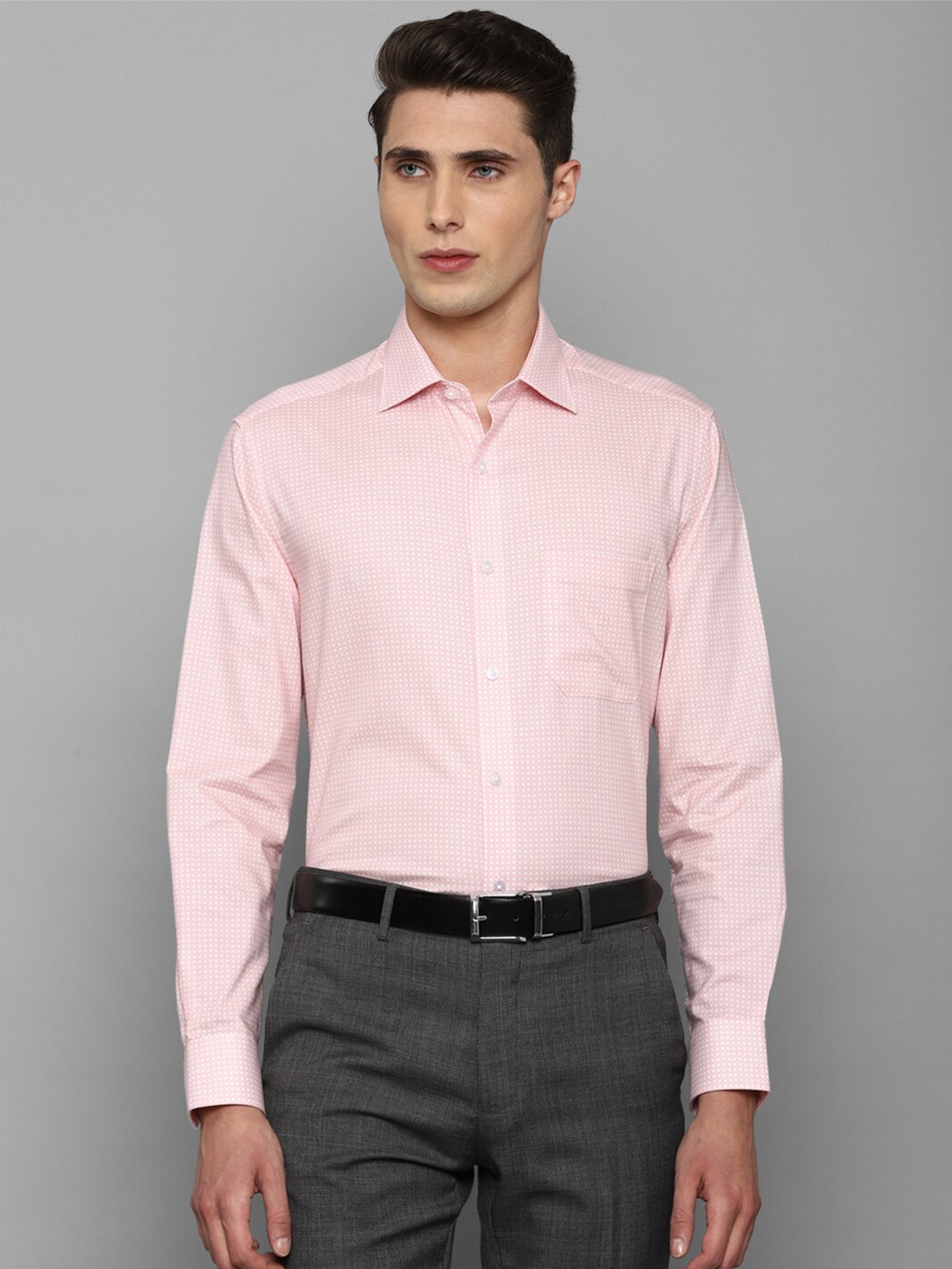 

Louis Philippe Men Pink Slim Fit Micro Checked Cotton Formal Shirt