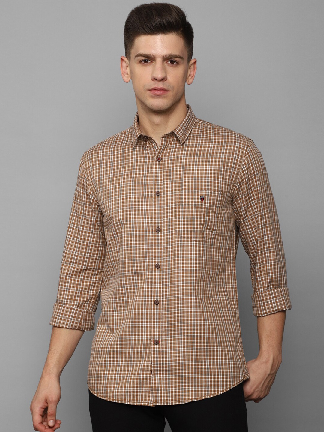 

Louis Philippe Sport Men Khaki Slim Fit Checked Casual Pure Cotton Shirt