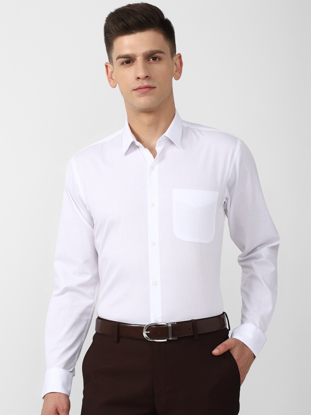 

Peter England Men White Solid Formal Shirt