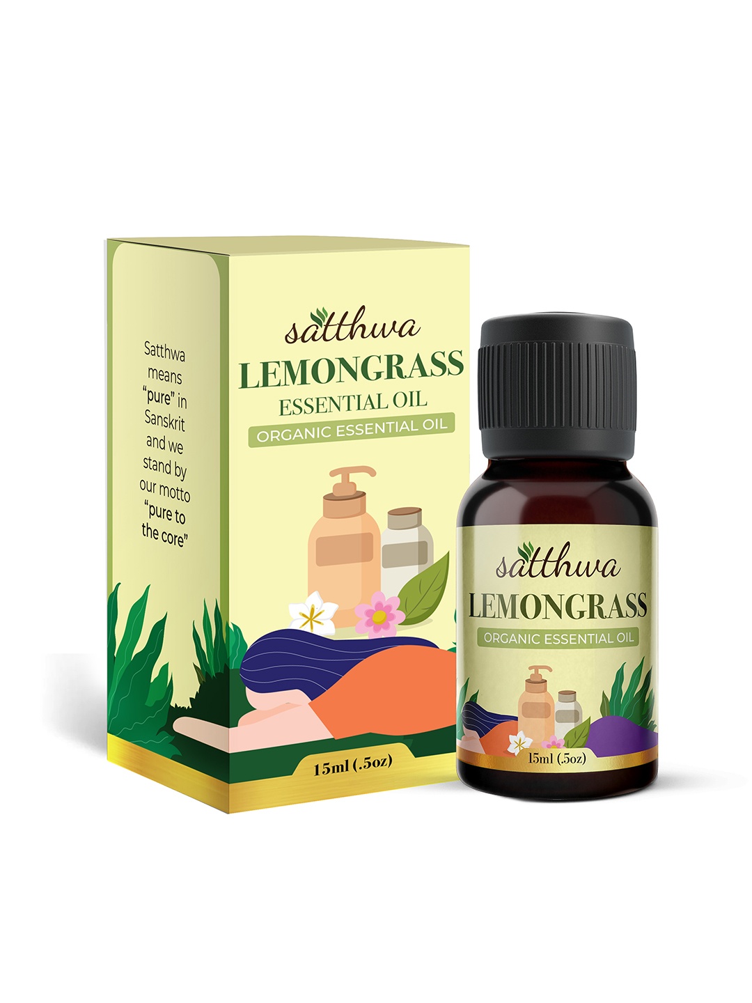 

Satthwa Pure Lemongrass Essential Oil 15 ml, Green