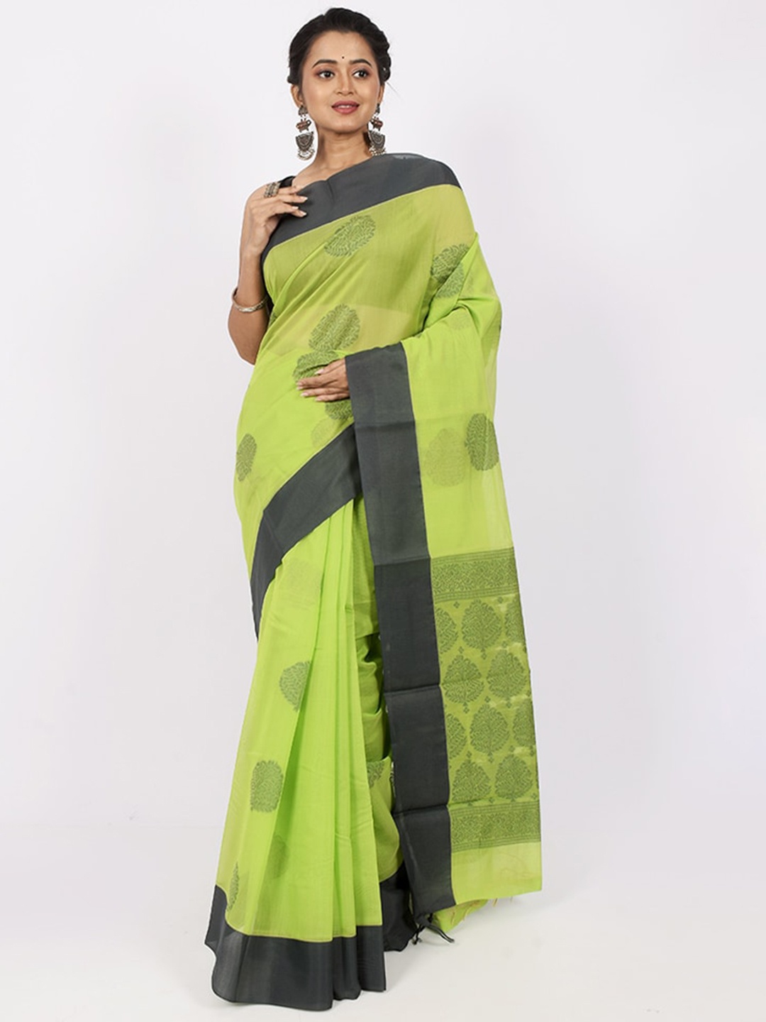 

AllSilks Green Floral Saree
