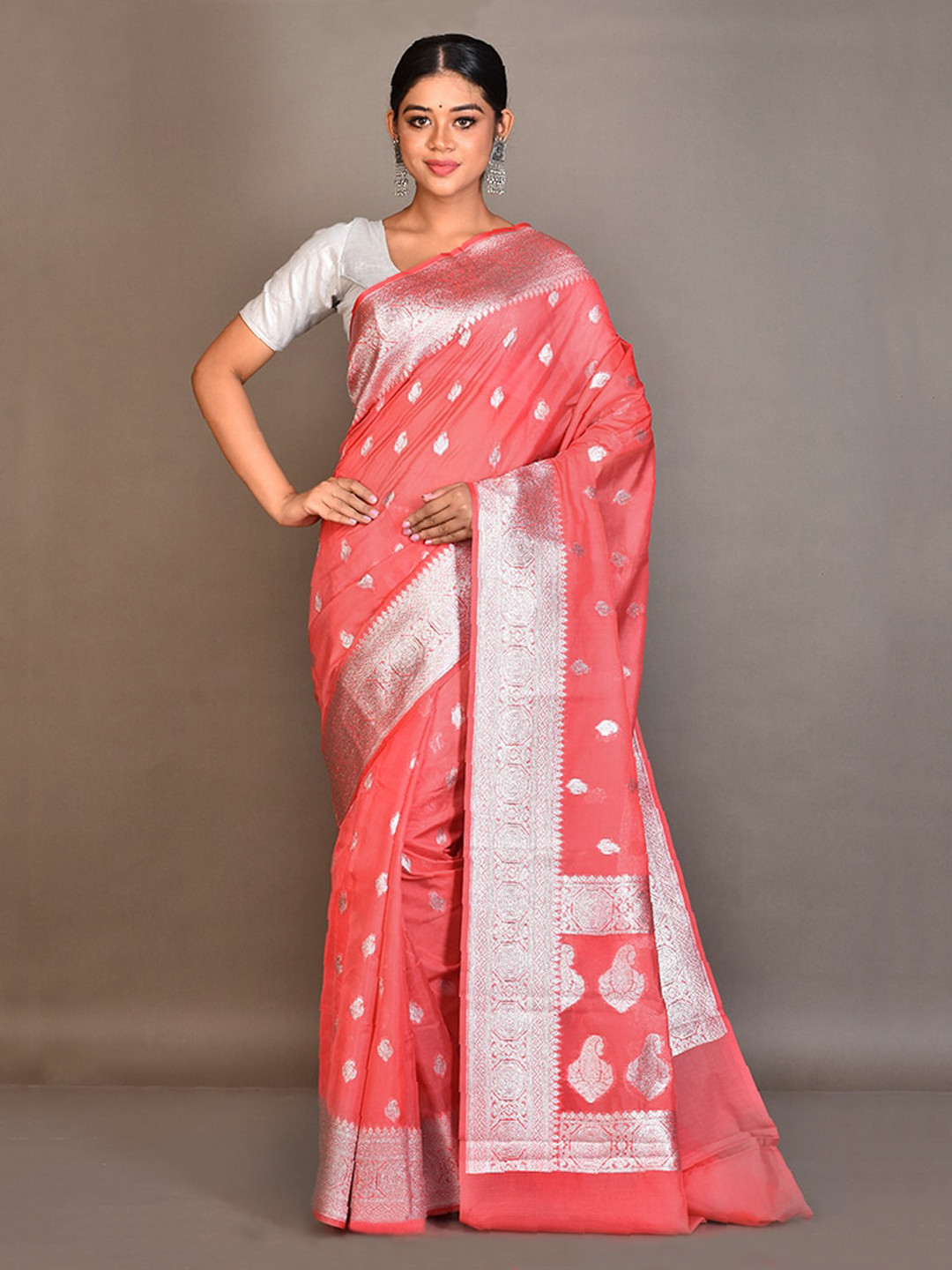 

AllSilks Pink Ethnic Motifs Saree