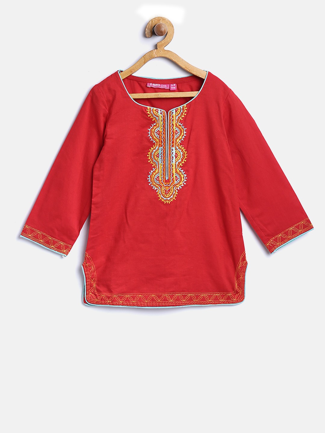 

Biba Girls Red Solid Pure Cotton Top