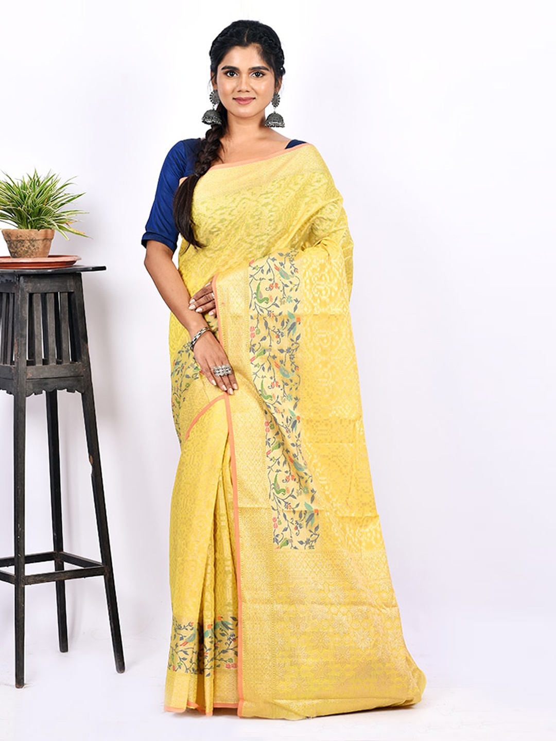 

AllSilks Yellow Ethnic Motifs Saree