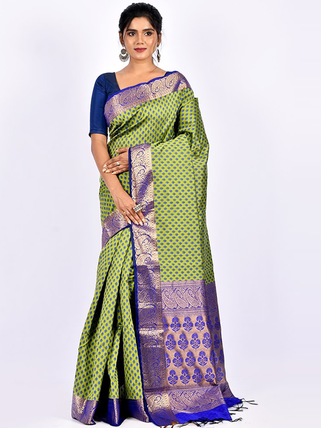 

AllSilks Woven Design Cotton Saree, Green
