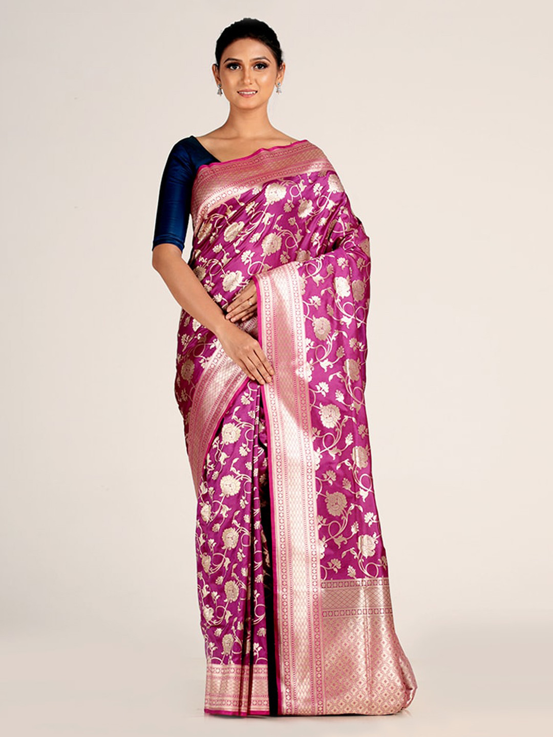 

AllSilks Purple Ethnic Motifs Zari Silk Blend Saree