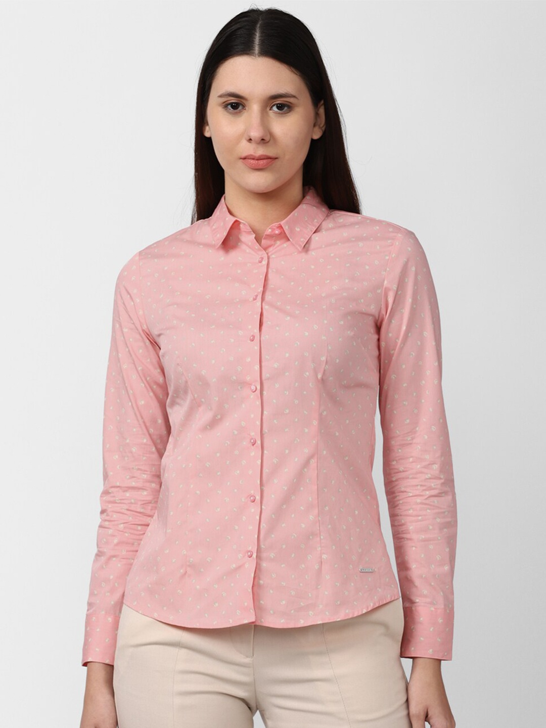 

Van Heusen Woman Women Pink Pure Cotton Conversational Printed Casual Shirt