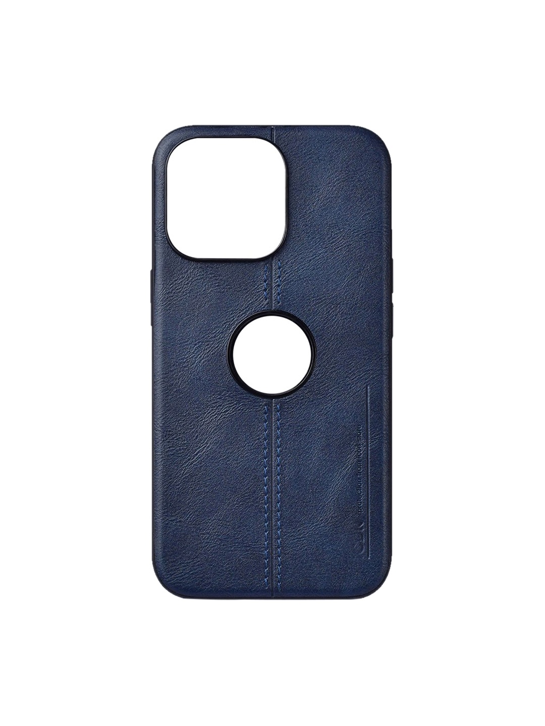 

TREEMODA Navy Blue Solid Leather iPhone 13 Pro Max Back Case