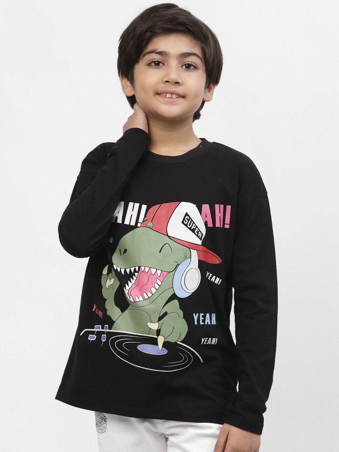 

SPUNKIES Boys Black Printed T-shirt