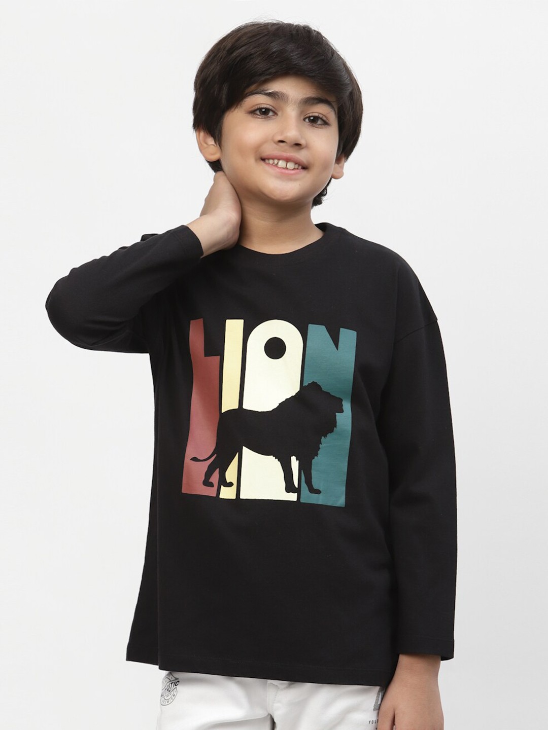 

SPUNKIES Boys Black Typography Printed T-shirt