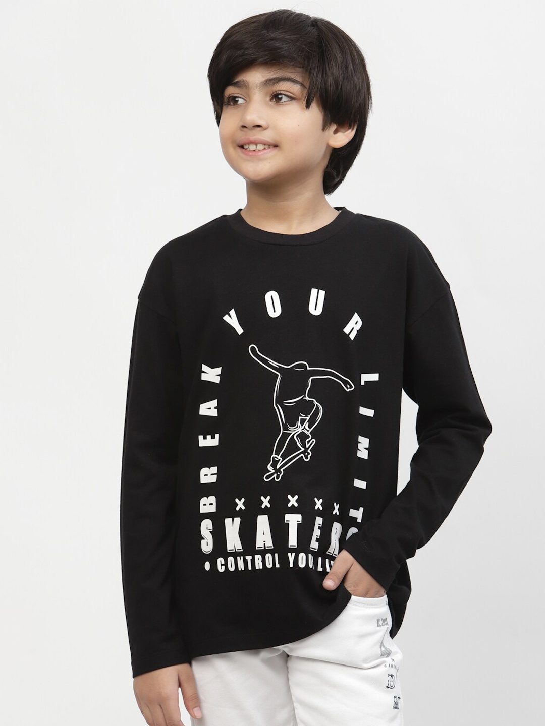 

SPUNKIES Boys Black Typography T-shirt