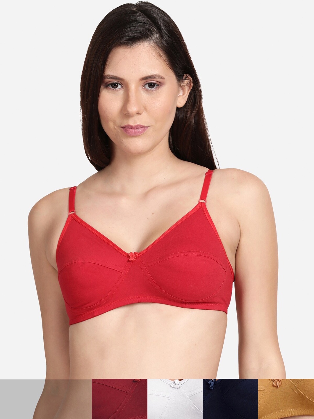

shyaway Women Pack Of 5 Solid Cotton Non Padded Bra, Beige