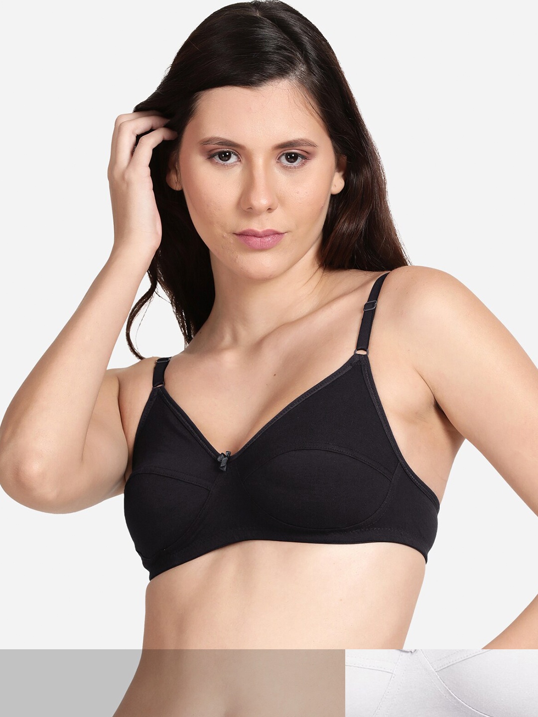 

shyaway Pack Of 2 Black & Navy Blue Non Padded Cotton Bra