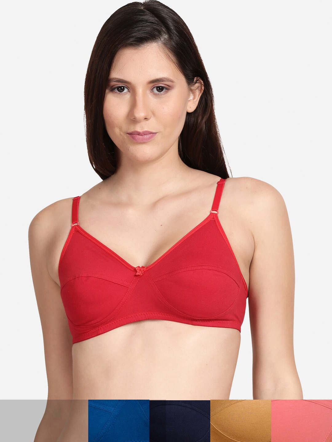 

shyaway Pack Of 5 Non Padded & Non-Wired T-shirt Bra, Pink
