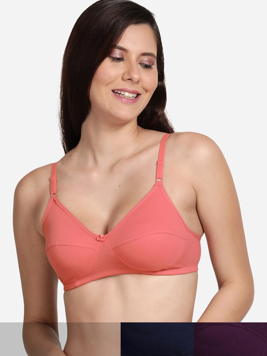 

shyaway Pink & Blue 3 T-shirt Cotton Bra shyl-P3-00564-32B